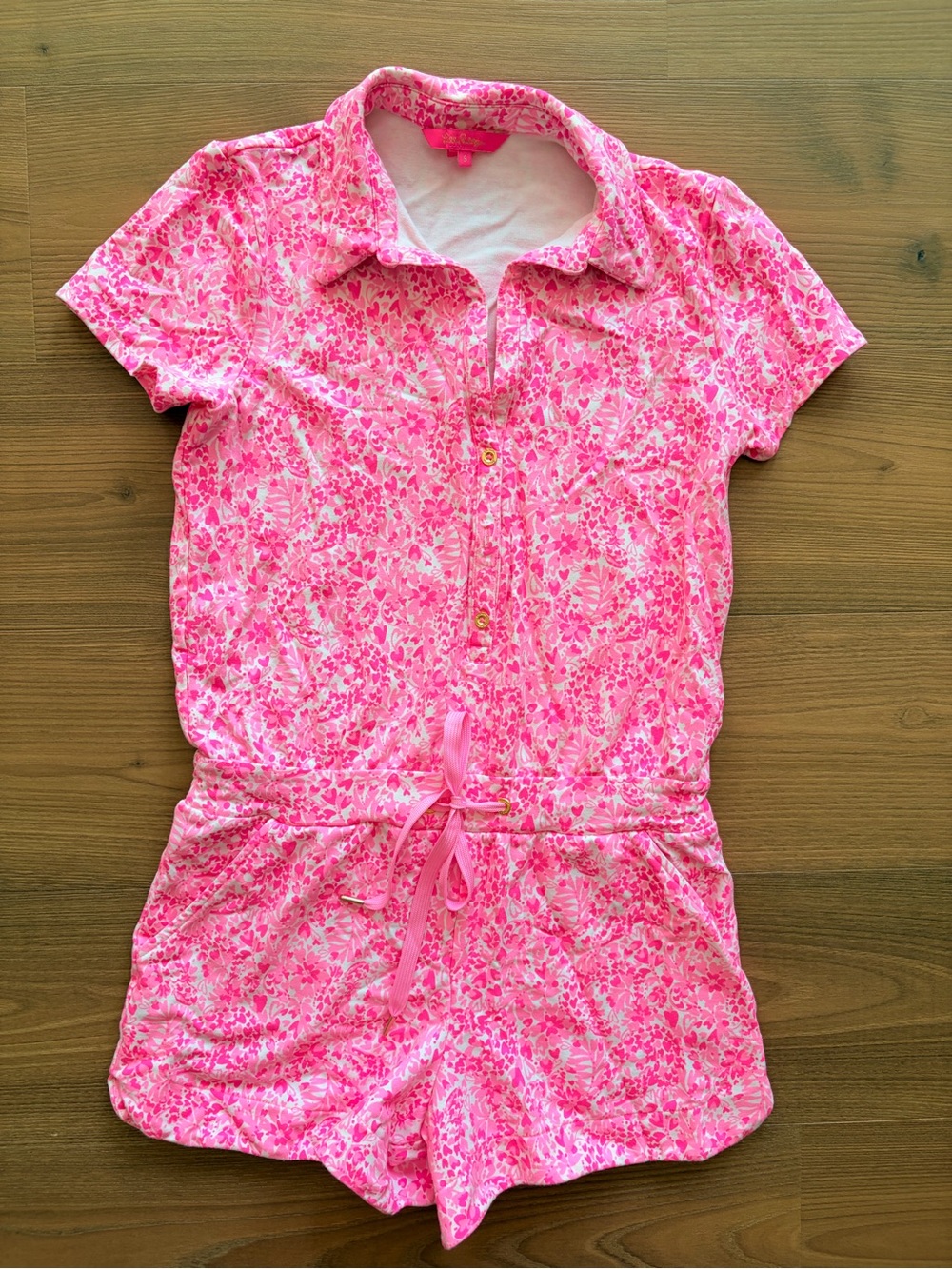Lilly Pulitzer Women's Jorgie Terry Romper Pink Shandy Invest A gator